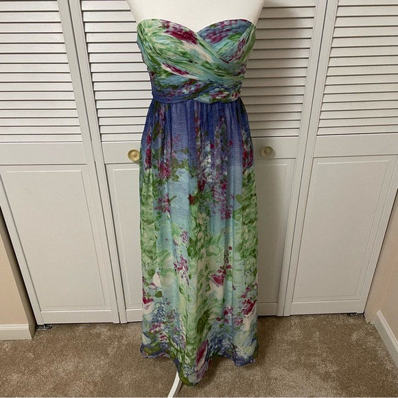 Silk Aidan Mattox Strapless Multicolor Maxi Dress Fairycore Costume Prom Cosplay - Picture 2 of 16